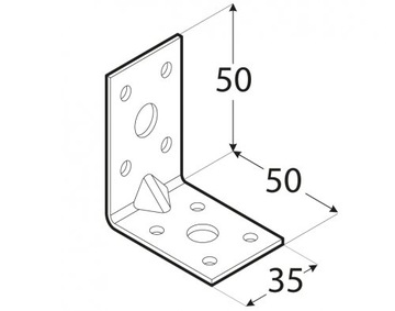 KPL5 KĄTOWNIK CIESIELSKI MONTAŻOWY Z PRZETŁOCZENIEM 50x50x35x2 20sztuk