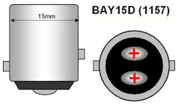 Светодиод BAY15D, P21W/5W бело-оранжевый 1700лм двойной