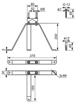 Настенный кронштейн OMP-50L22, настенный кронштейн для мачты DELTA