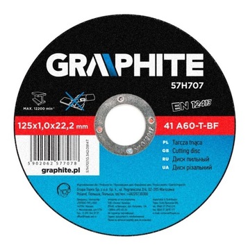 Tarcza tnąca do metalu 125x1.0x22.2mm Graphite 57H707