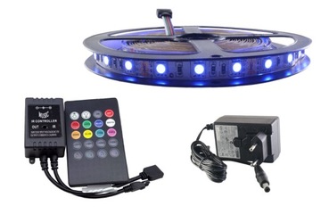 ZESTAW taśma LED 300SMD RGB 5050 MUZYCZNY DISCO 1m