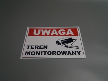 TABLICZKA UWAGA TEREN MONITOROWANY 1mm 30x20 cm