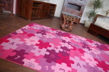DYWAN DZIECIĘCY 55x165 PUZZLE fiolet DZIEWCZYNKI #EE1512
