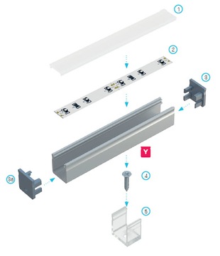 АЛЮМИНИЕВЫЙ ПРОФИЛЬ Y INOX 1М ДЛЯ СВЕТОДИОДНЫХ ЛЕНТ