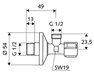 УГЛОВОЙ КЛАПАН SCHELL 1/2 X 1/2 ФУТА 052170699