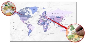ПРОБКОВАЯ доска Карта мира со странами изображение 90x50