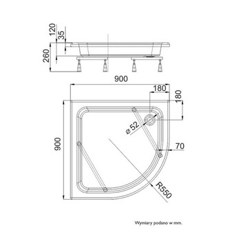 Душевой поддон Schedpol ZEFIR 90x90x26 R55 см 3.214