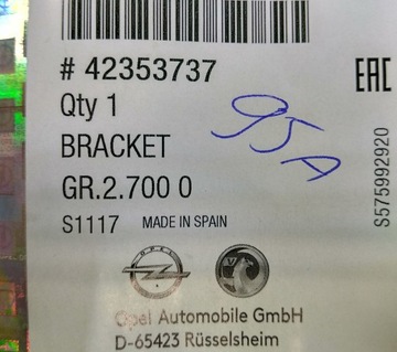 DRŽÁKY TABULKY SPZ MOKKA X NOVÉ ORIGINÁLNÍ GM