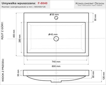 Эксклюзивная встраиваемая раковина FONDA 80x40. ПЛ