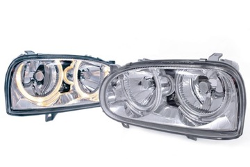 Lampy przód VW GOLF 3 CLEAR CHROM Angel Eyes DEPO