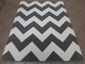 Серо-белый ковер 180х270 с узором ZIGZAG CHEVRON mono2x3