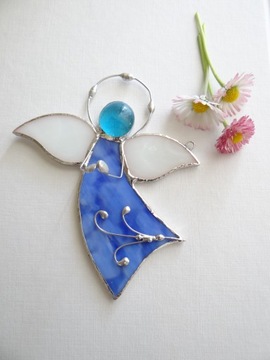 Витражный кулон Ангелочек Ангел летящие цвета