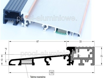 Próg aluminiowy ciepły dł. 103 cm p100 100x21