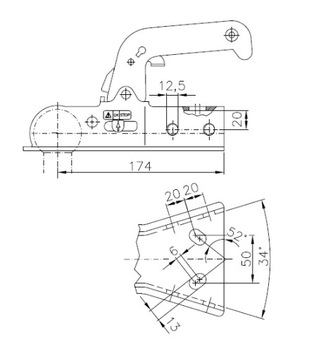 WINTERHOFF BALL HITCH 800кг для крюка DRAWBAR V