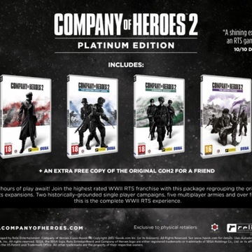 COMPANY OF HEROES 2 PLATINUM EDITION PL STEAM KLUCZ + GRATIS