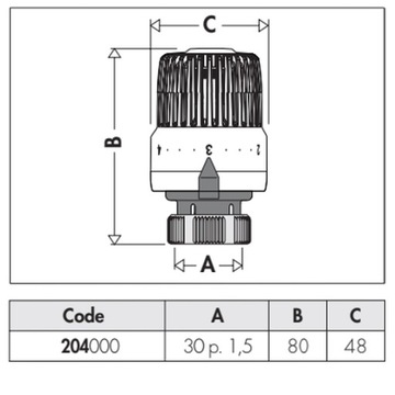 Термостатическая головка Белый M30x1,5 CALEFFI