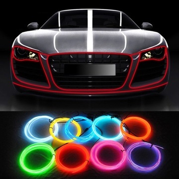 2M ŚWIATŁOWÓD EL WIRE LED TAŚMA PASEK OŚWIETLENIE DESKI AMBIENT KOLORY USB