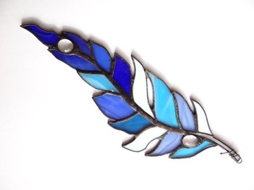 Витражный кулон Feather Leaf Перо с каплей