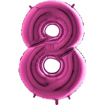 WŁOSKI BALON FOLIOWY NA HEL CYFRA 8 RÓŻOWA 100cm