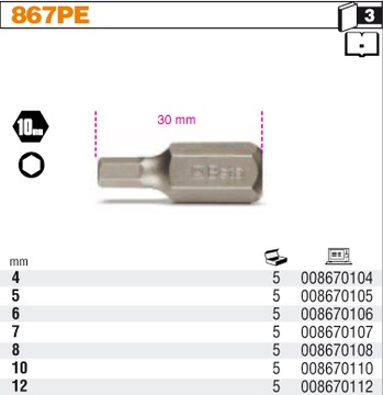 BIT KLUCZ KOŃCÓWKA IMBUS BITY 4MM HEX 867PE BETA