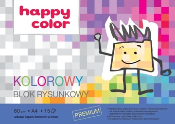 HAPPY COLOR Цветной блокнот для рисования А4, 15 цветов