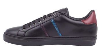 ROBERTO CAVALLI luksusowe włoskie buty skórzane sneakersy BLACK ITALY 46