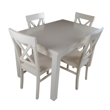 ZESTAW STÓŁ NIEROZKŁADANY 130X80 + 4 KRZESŁA SALON JADALNIA KUCHNIA