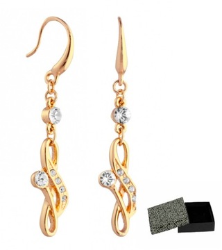 DŁUGIE KOLCZYKI ZŁOTE SREBRNE SWAROVSKI COLIBRA