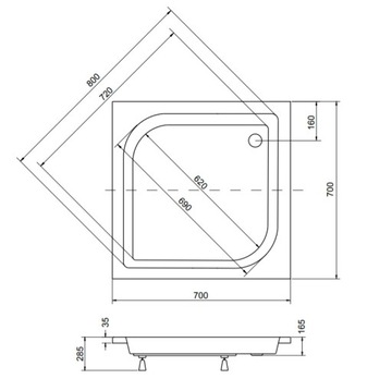 BESCO PMD ARES ДУШЕВОЙ ПОДДОН 70x70x15 29+КОРПУС+СИФОН