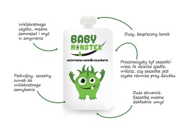 МНОГОРАЗОВЫЕ ПАКЕТЫ BABY MONSTER FOOD 10 ШТ.