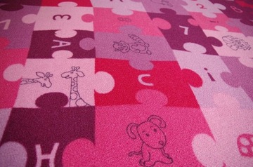 DYWAN DZIECIĘCY 60x200 PUZZLE fiolet DZIEWCZYNKI #EE1517