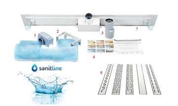 SANITLINE Линейный слив 90см, низкий сифон, 52мм HQ