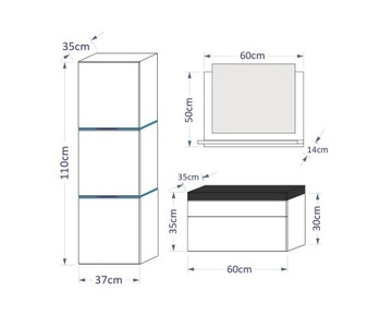 UMYWALKA Meble łazienkowe Lustro Szafki Zestaw mebli łazienkowych IBIZA 60