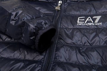 EMPORIO ARMANI EA7 pikowana kurtka z kapturem ocieplana NIGHT BLUE roz. L