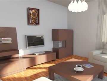 Zegar ścienny do salonu DREWNIANA RAMA skóra