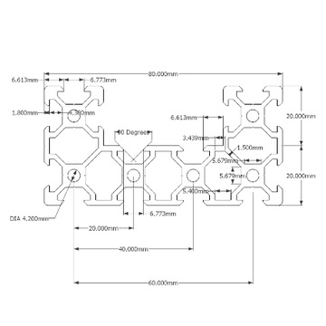 Алюминиевый профиль V-Slot 40x80x10см C-BEAM