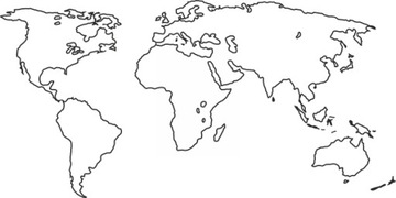 Mapa świata kontury na ścianę naklejka samoprzylepna 140 cm