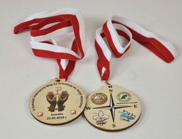 medal dwustronny nadruk UV + wstążka 8x8cm 50szt