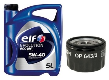 ELF EVOLUTION 900 NF 5W40 5L + FILTR OLEJU OP643/3