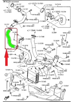 ШЛАНГ ТУРБОИНТЕРКУЛЕРА MAZDA CX7 2.2 MZR-CD
