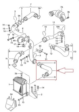 ВОЗДУШНЫЙ ШЛАНГ ТУРБО AUDI A3 1.9 TDI ASZ 130KM