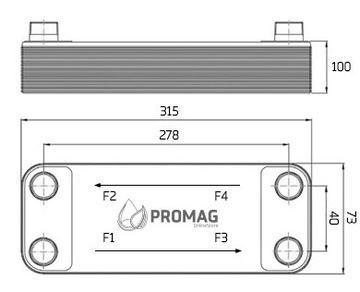 ПЛАСТИНЧАТЫЙ ТЕПЛООБМЕННИК 40 пластин 45кВт 3/4'' DN20 - PROMAG ПОЛЬСКИЙ ПРОИЗВОДИТЕЛЬ