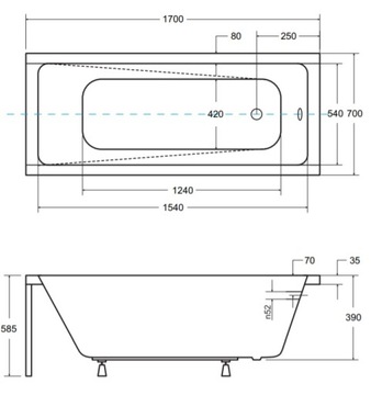 BESCO MODERN ВАННА 170x70 ЭКРАН КОРПУС 100x140