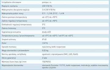 КОНТРОЛЛЕР ДЛЯ НАСОСА EUROSTER E11 CH