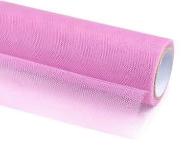 TIUL Dekoracyjny na Rolce PUDROWY RÓŻ Ślub Wesele Komunia Chrzest 15cm 9m