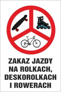 TABLICZKA - Zakaz jazdy na rolkach 20x30cm 24H
