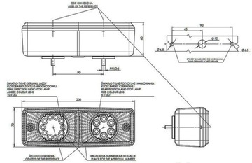 Задний фонарь Ursus John Deere прицепа 12/24В Leda