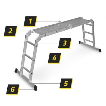 АЛЮМИНИЕВАЯ ЛЕСТНИЦА HUMBERG 4x3 СОчлененная + ПЛАТФОРМА