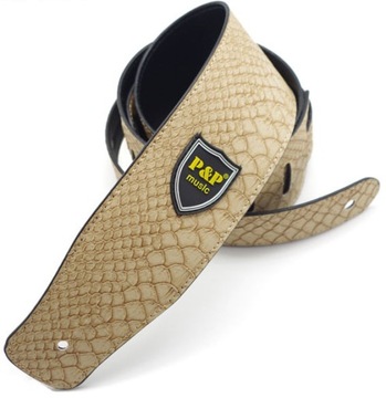 SKÓRZANY PAS DO GITARY + 2 x ZACZEP STRAP LOCK / PASEK GITAROWY SZARY