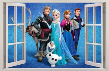 NAKLEJKI NA ŚCIANĘ Okno FROZEN ELSA 17 100x65 cm